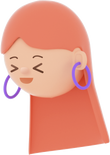3D People Simple Young Girl with Earring Head